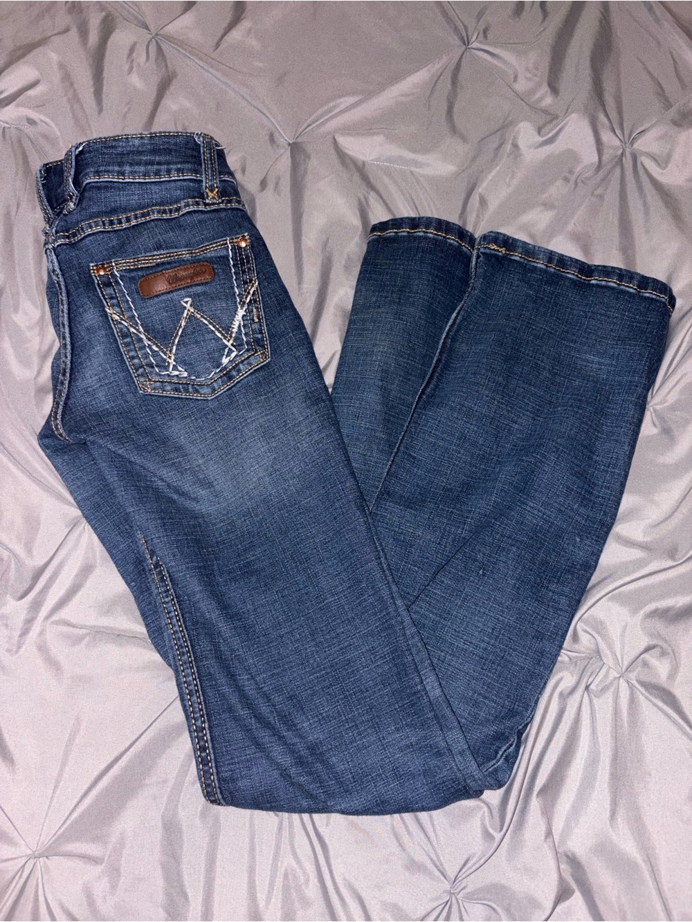 Wrangler Women's Dark Blue Bootcut Jeans with Embroidered Back Pocket
